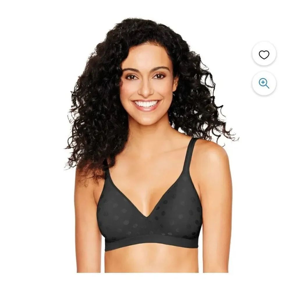 Barely There Black Dot Wire Free Bra XS (A-B 30-32) NWT